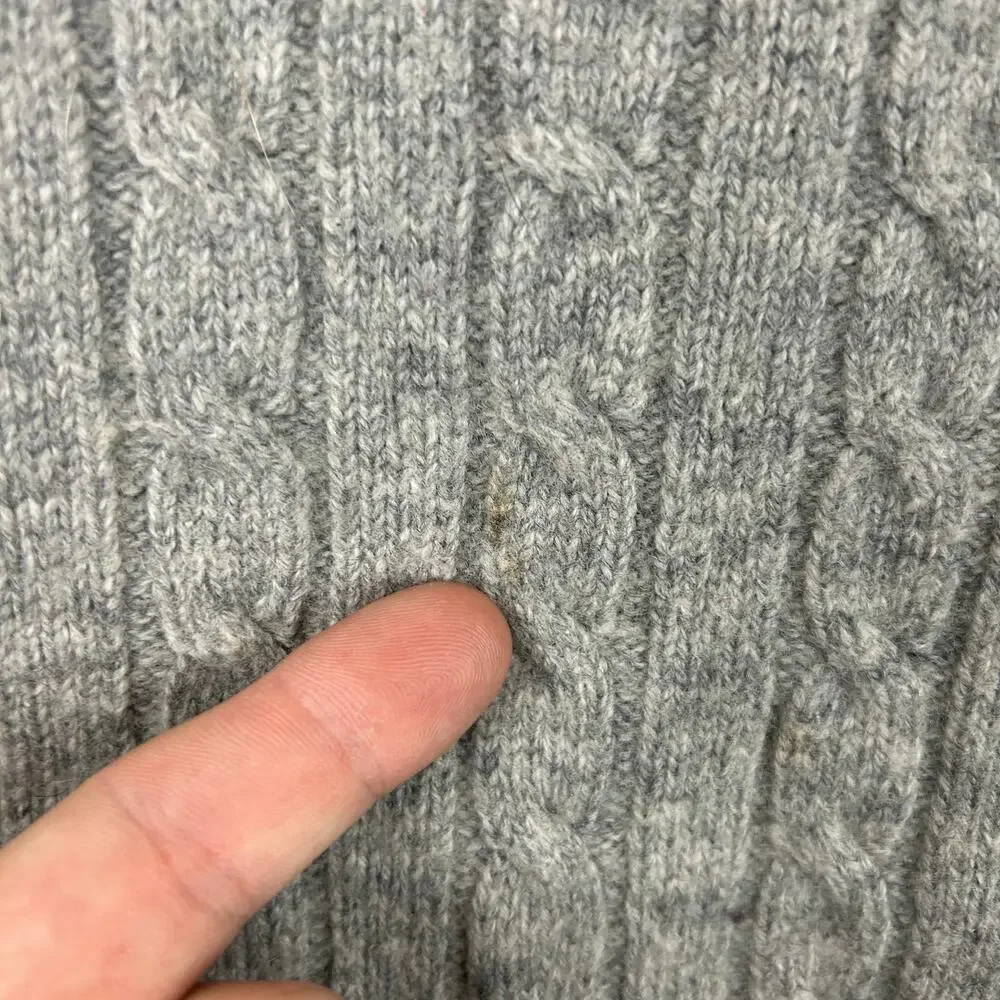L.L. Bean Cable Knit Lambswool Sweater Gray WW48 Size XL Tall (Measures Men's L)
